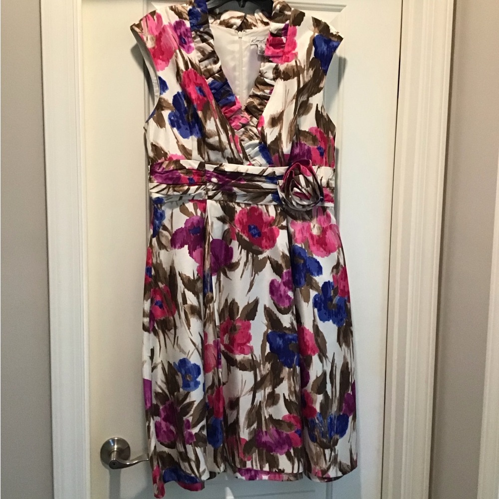 Floral Sleeveless Dress - Pink, Blue, Brown